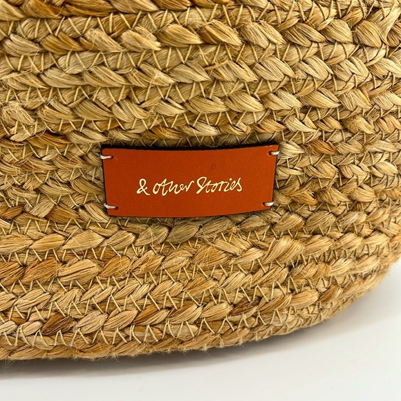 NEW & Other Stories Tote Bag with Orange Leather Trim in Natural Straw-Neutral - Picture 3 of 9